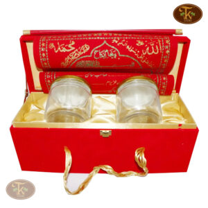Lal Khat Gift Box with 2 Glass Bottles & Dry Fruits – Elegant Wedding & Celebration Packaging